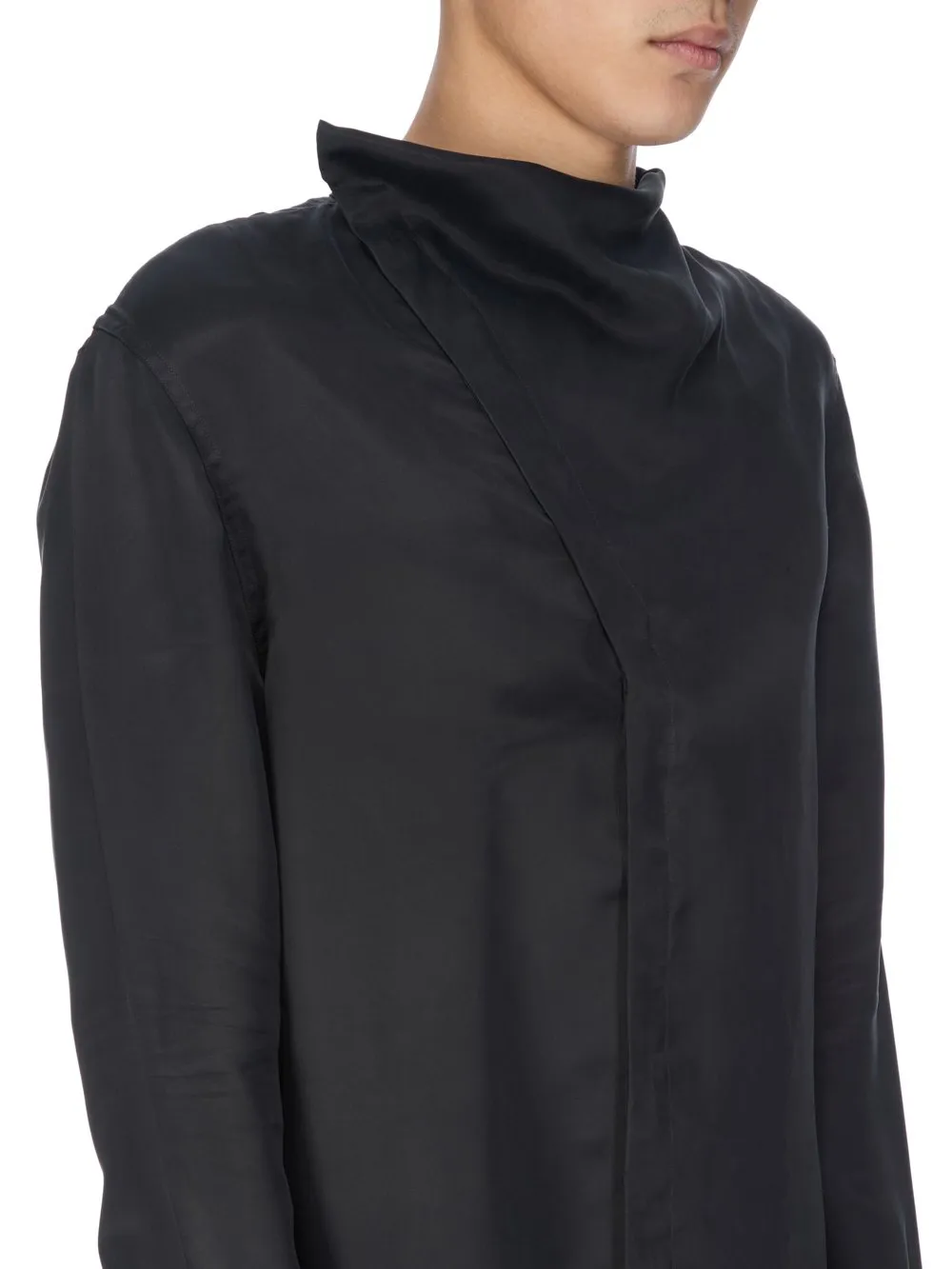 Rick Owens Concordians Island Shirt In Black Washed Cupro