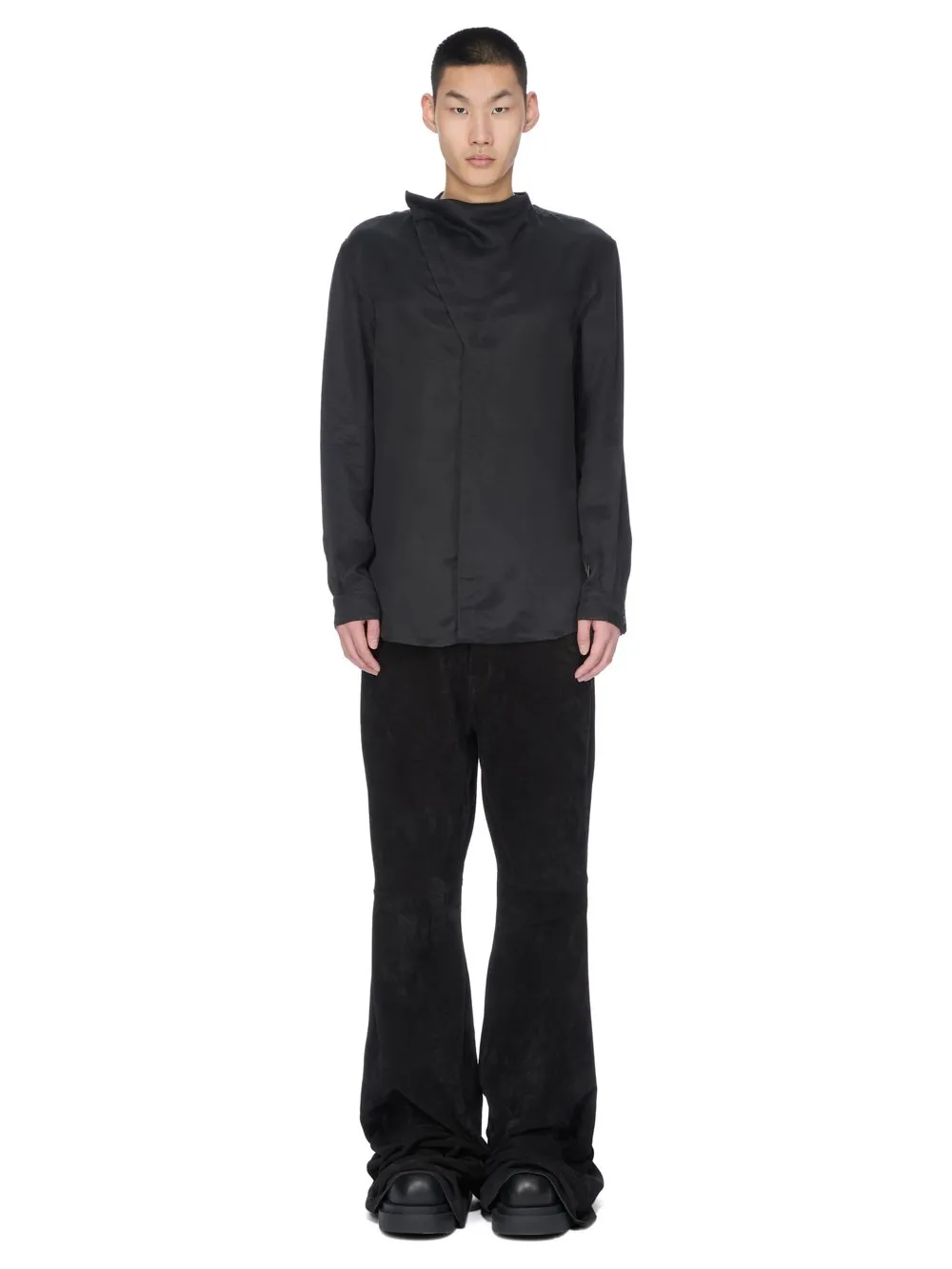 Rick Owens Concordians Island Shirt In Black Washed Cupro