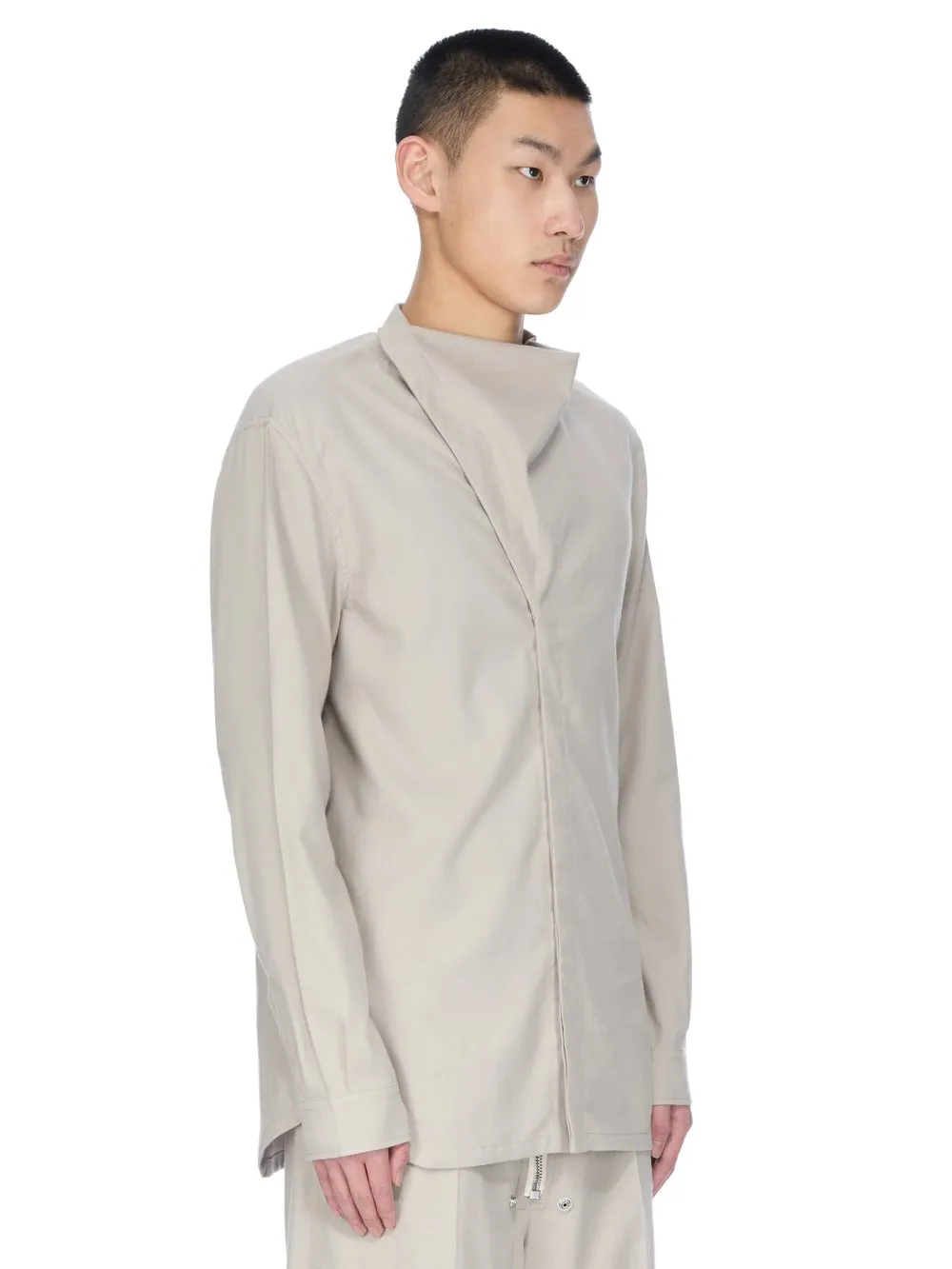 Rick Owens Concordians Island Shirt In Pearl Wool Flannel