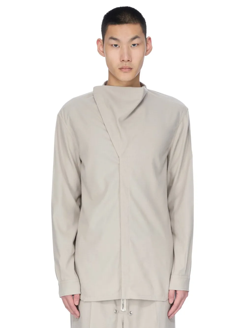 Rick Owens Concordians Island Shirt In Pearl Wool Flannel