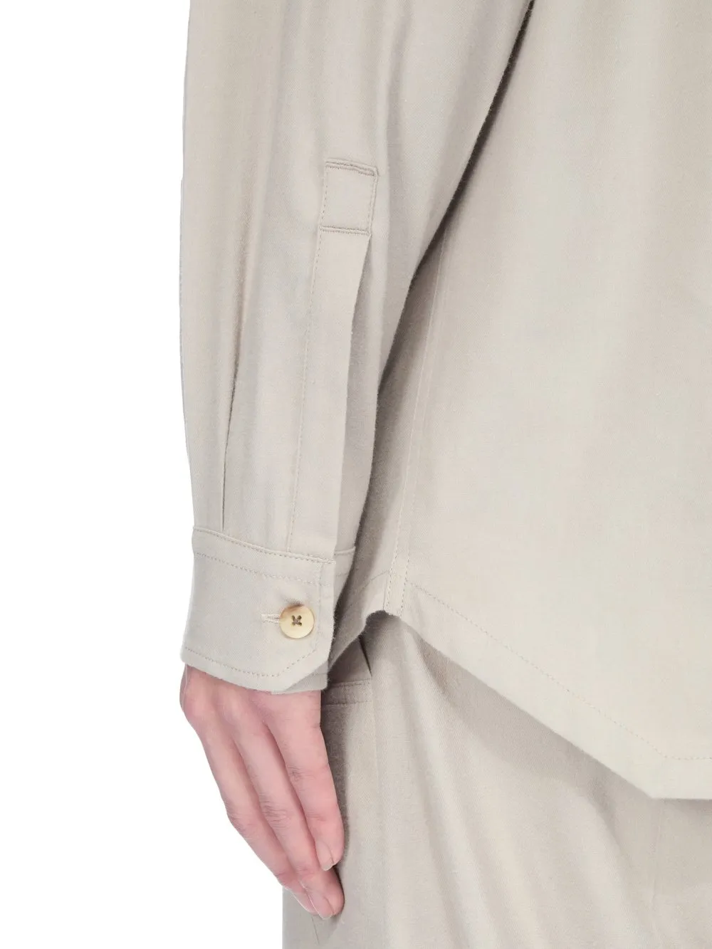 Rick Owens Concordians Island Shirt In Pearl Wool Flannel