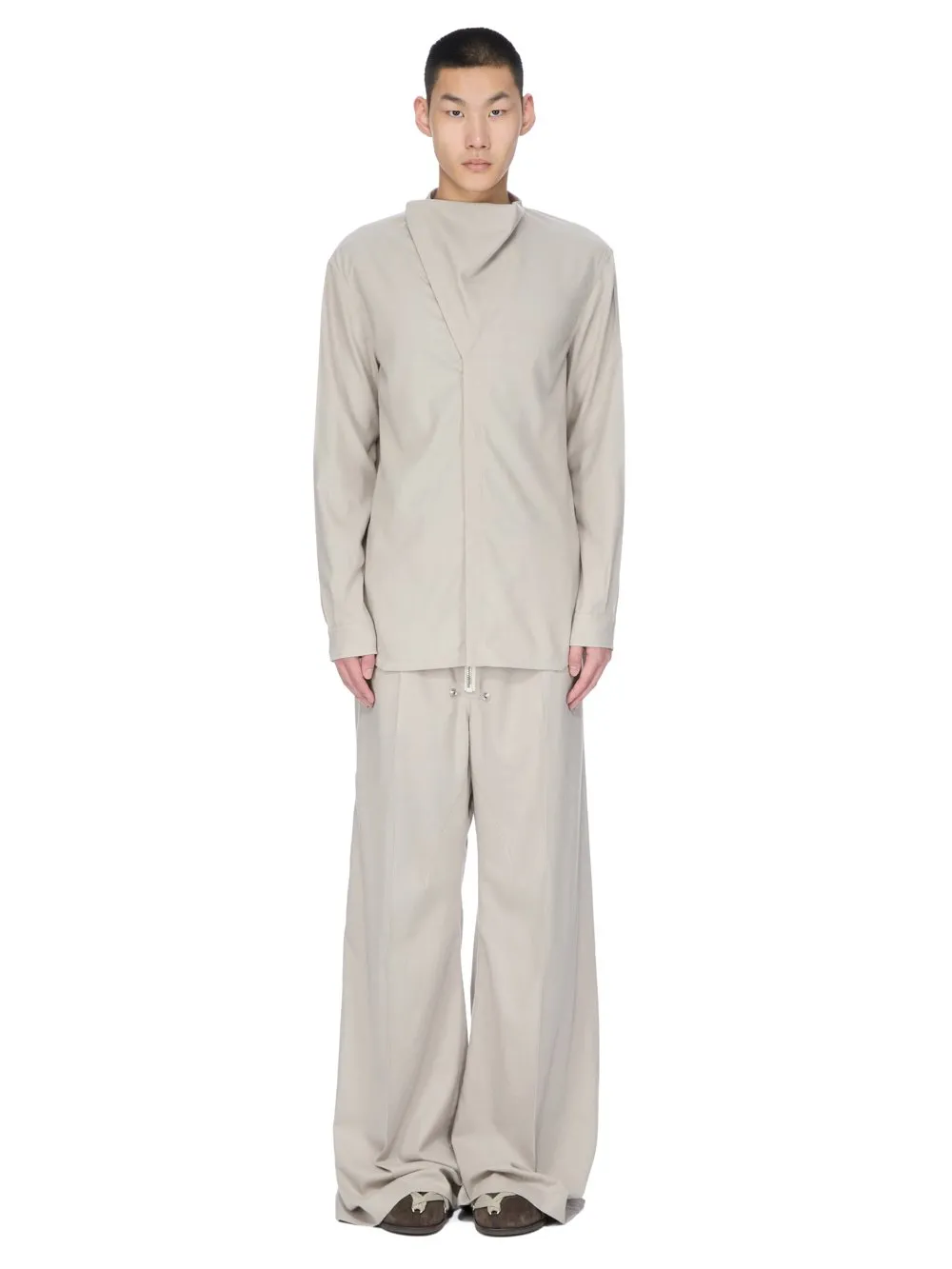 Rick Owens Concordians Island Shirt In Pearl Wool Flannel