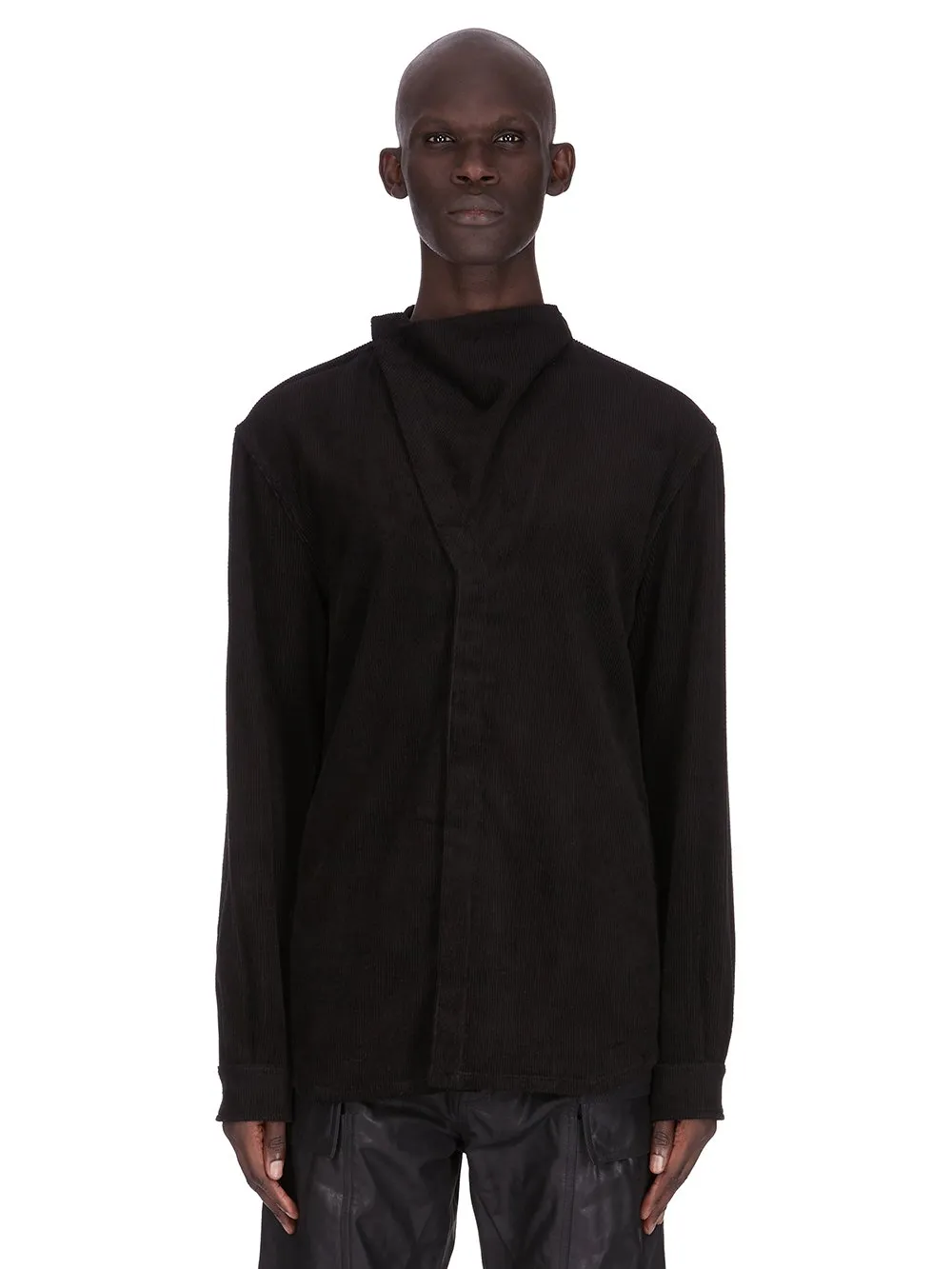 Rick Owens Concordians Island Shirt In Black Linen Corduroy