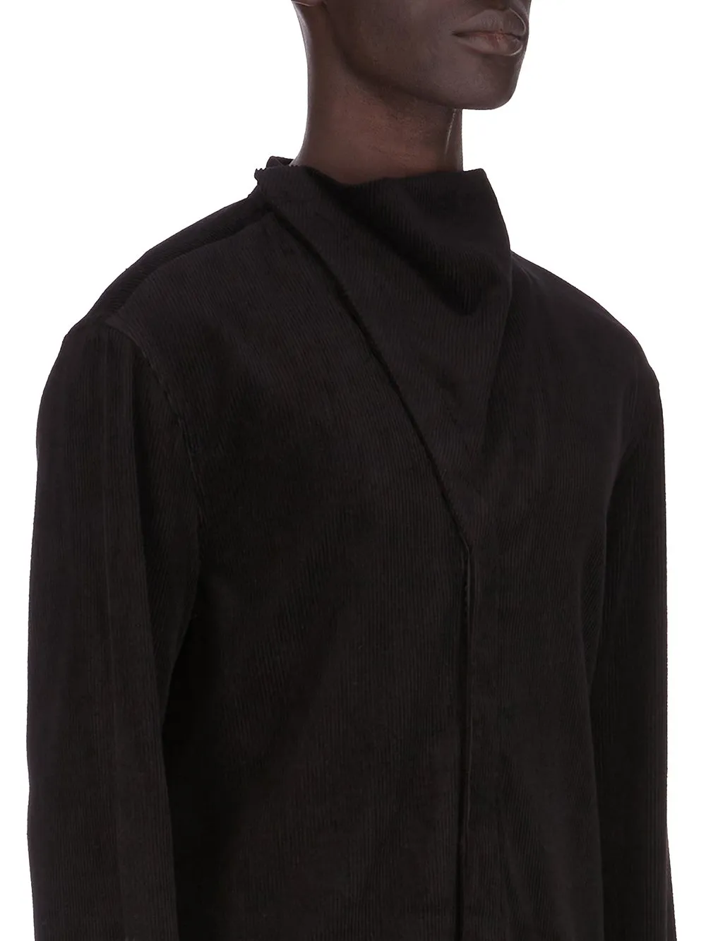 Rick Owens Concordians Island Shirt In Black Linen Corduroy