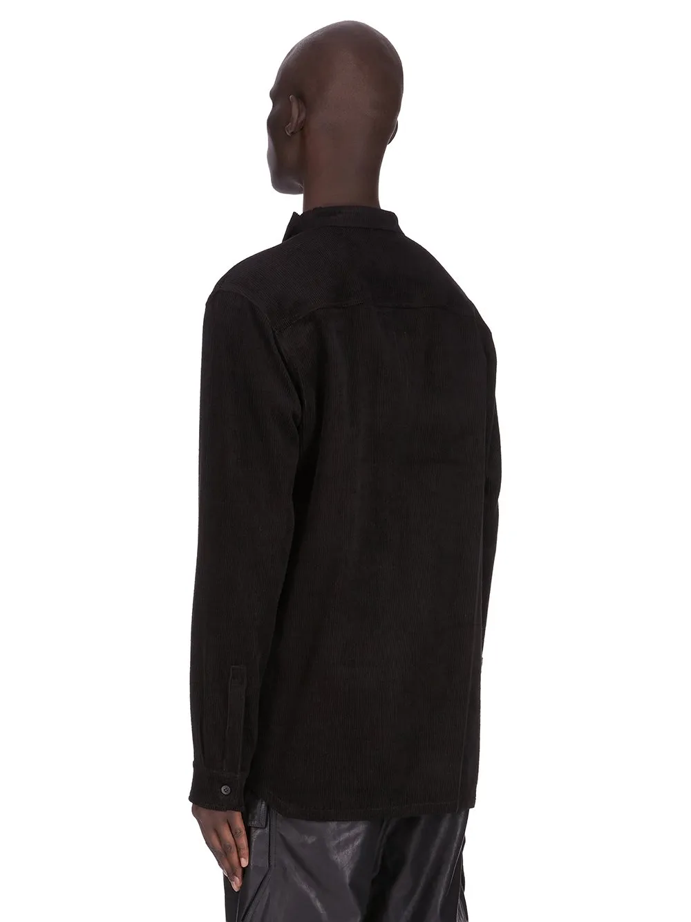 Rick Owens Concordians Island Shirt In Black Linen Corduroy