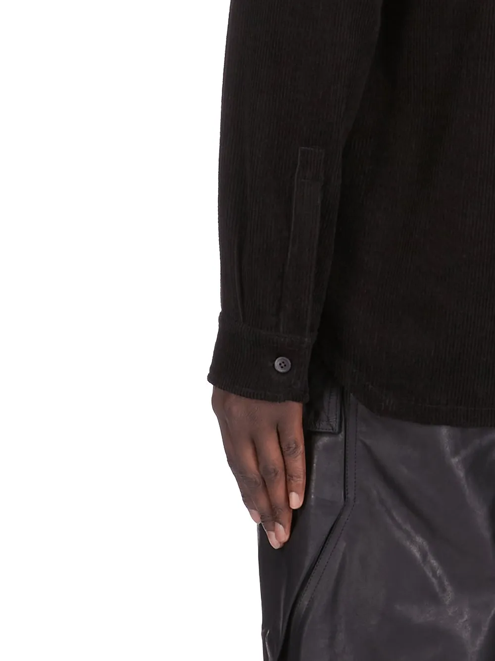 Rick Owens Concordians Island Shirt In Black Linen Corduroy