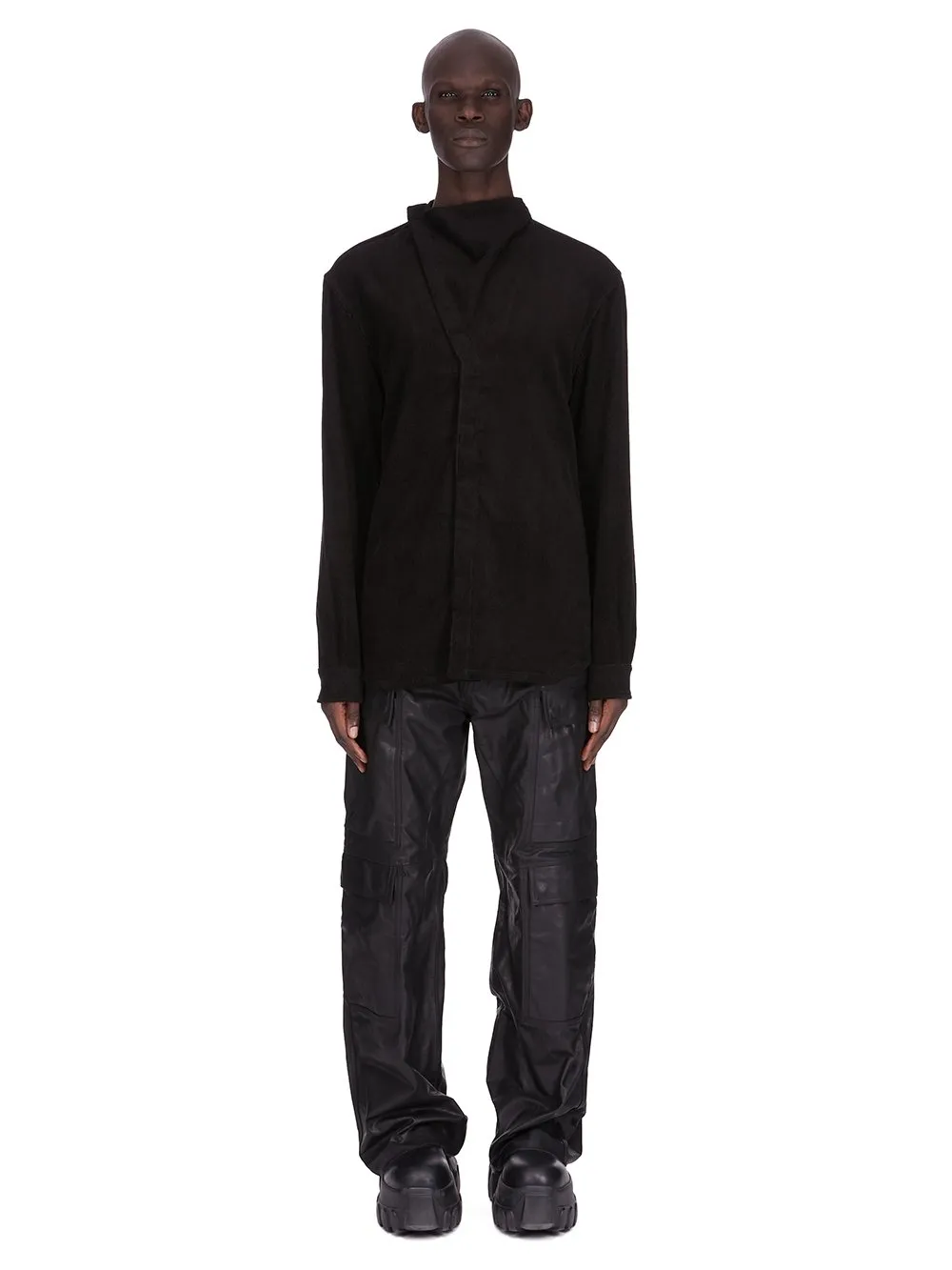 Rick Owens Concordians Island Shirt In Black Linen Corduroy