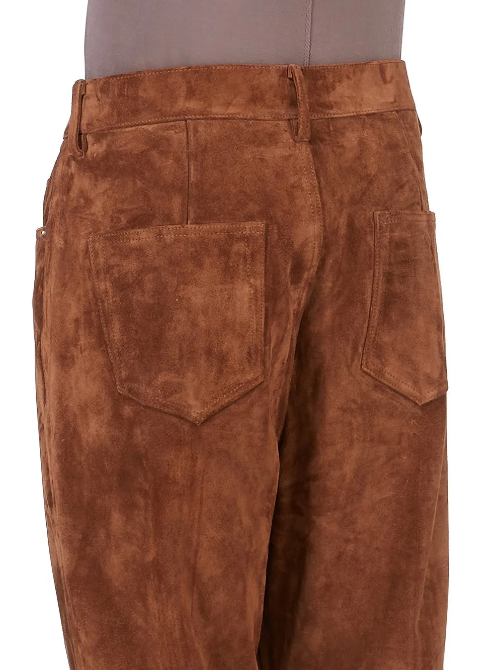 Rick Owens Concordians Bolan Bootcut In Chestnut Suede Leather.