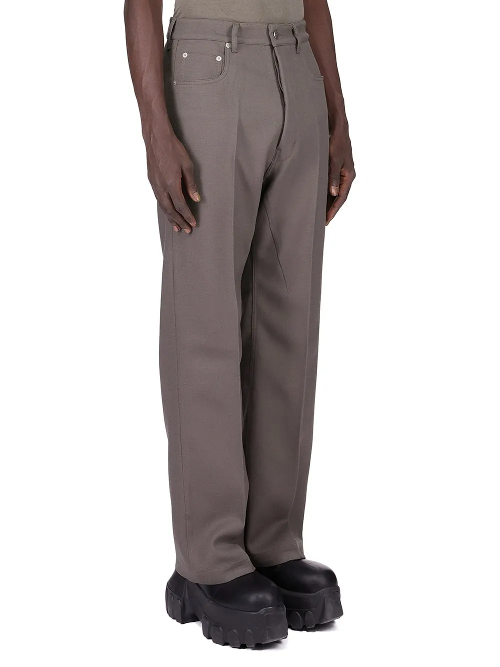 Rick Owens Concordians Runway Geth Jeans In Dust Wool Drill.