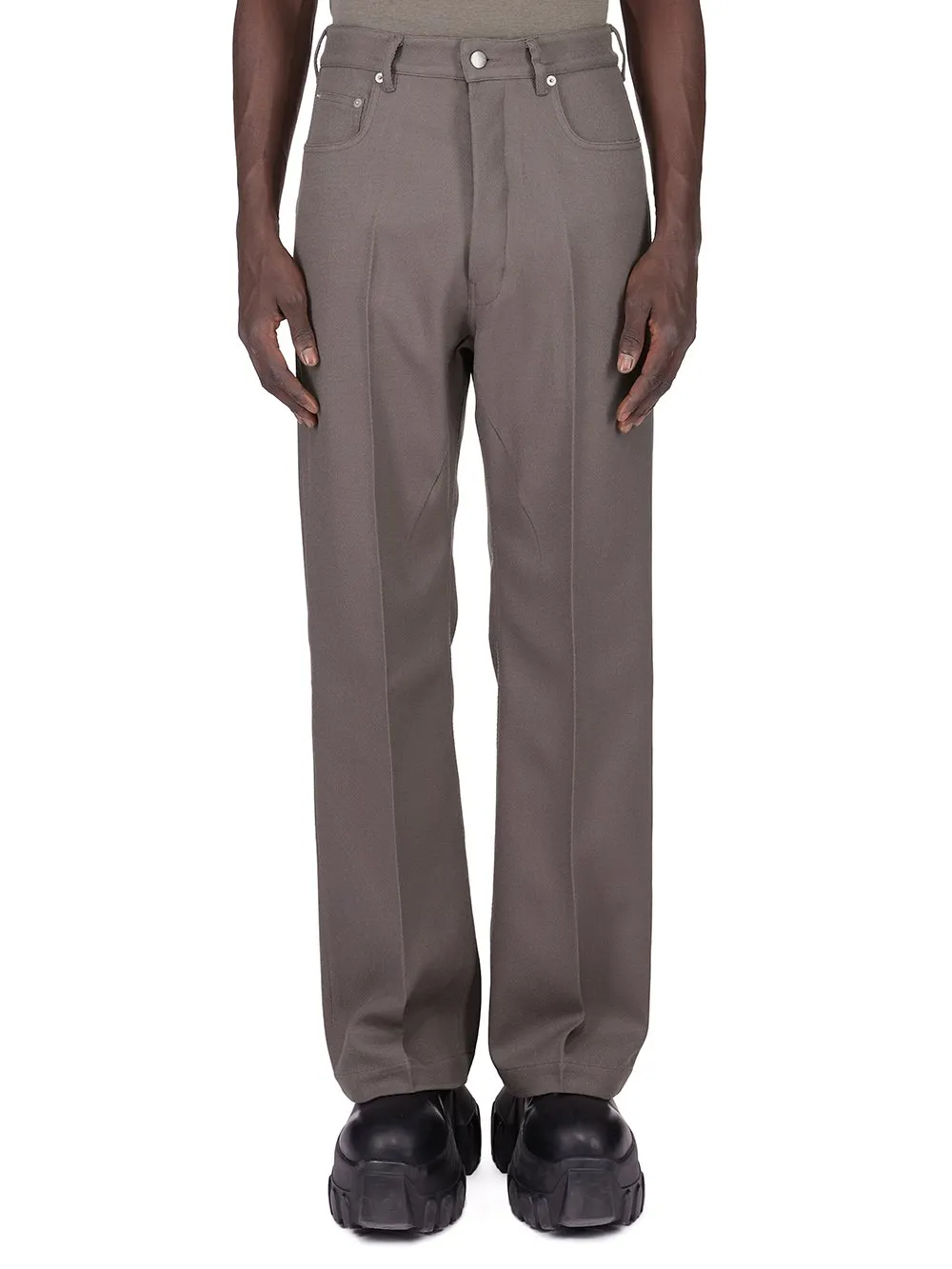 Rick Owens Concordians Runway Geth Jeans In Dust Wool Drill.