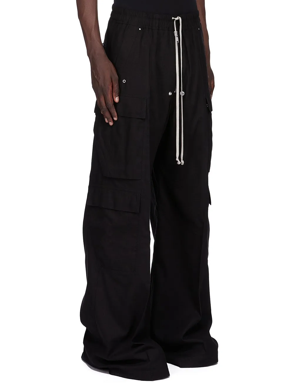 Rick Owens Concordians Cargobelas In Black Wool Flannel