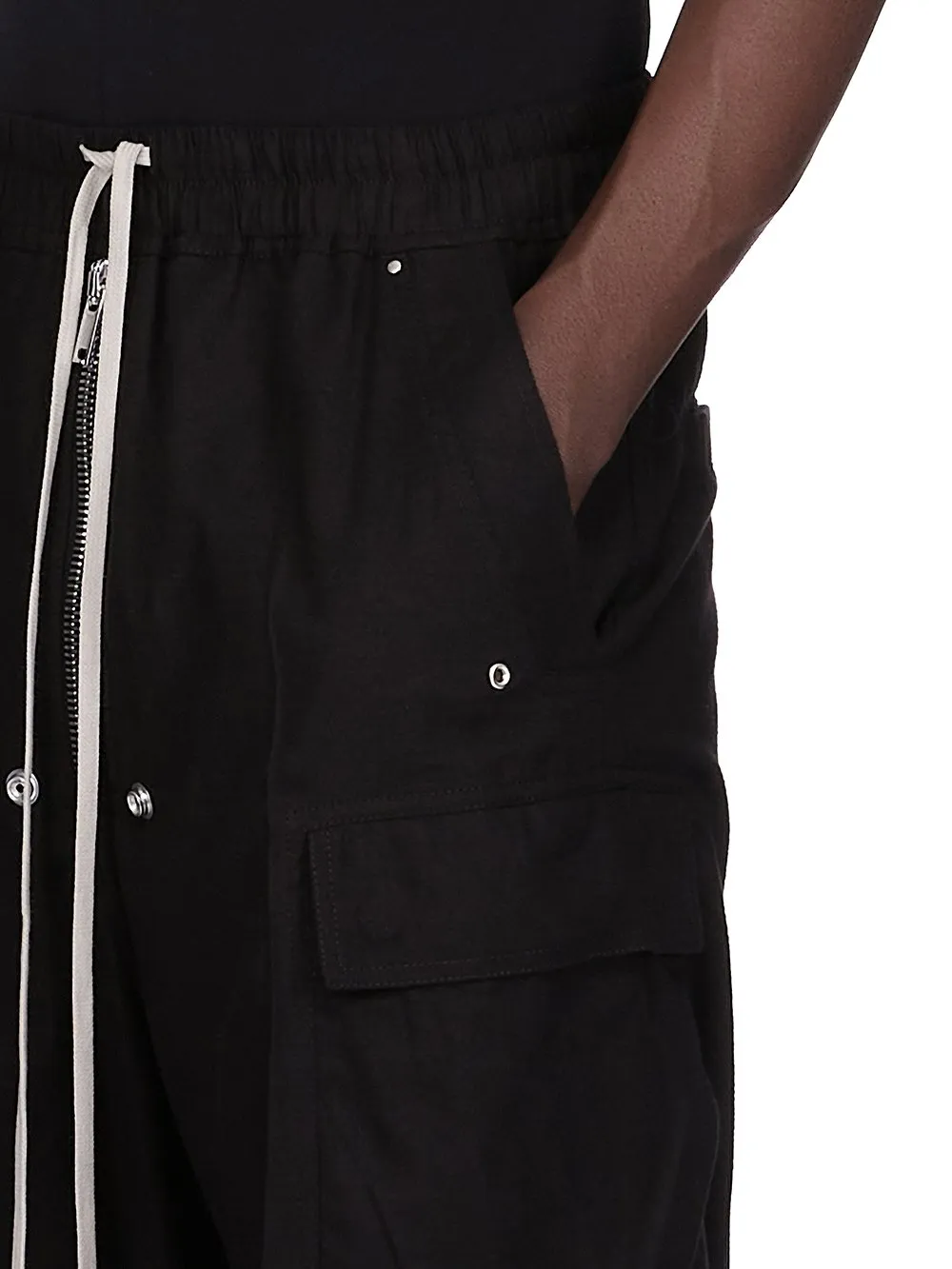 Rick Owens Concordians Cargobelas In Black Wool Flannel