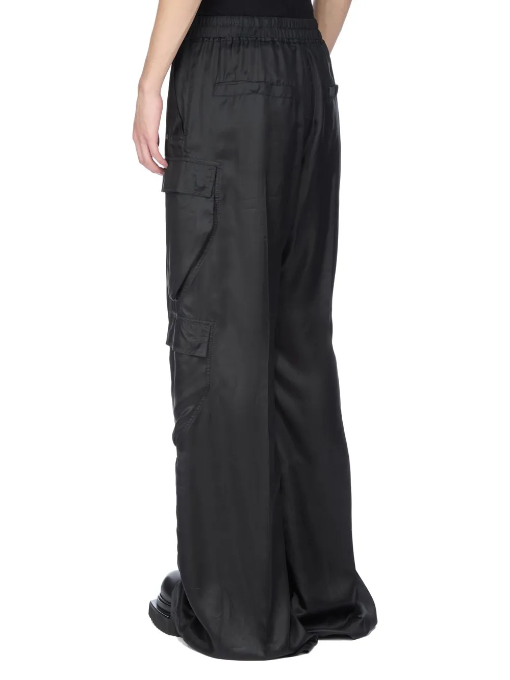 Rick Owens Concordians Cargobelas In Black Cupro Twill