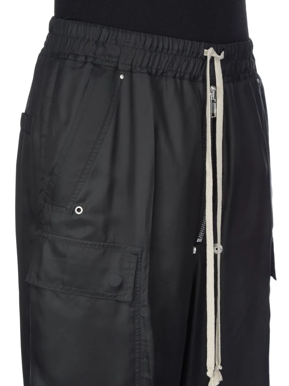 Rick Owens Concordians Cargobelas In Black Cupro Twill