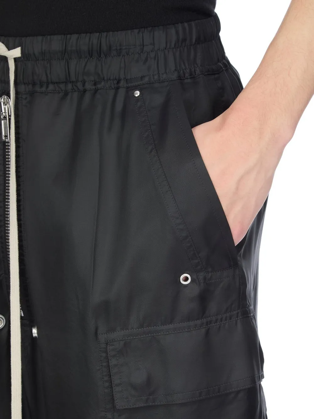 Rick Owens Concordians Cargobelas In Black Cupro Twill