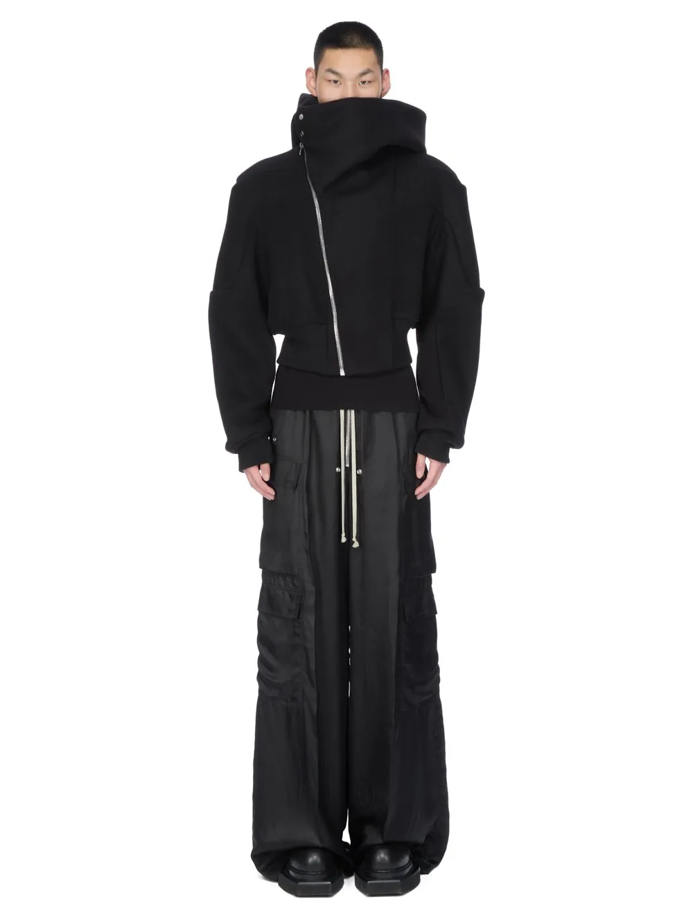 Rick Owens Concordians Cargobelas In Black Cupro Twill