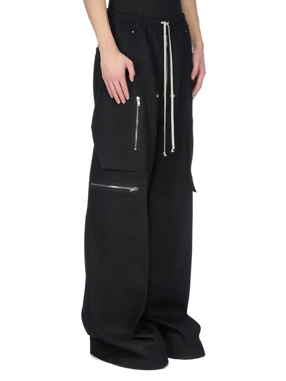 Rick Owens Concordians Cargobelas In Black Wool Drill.