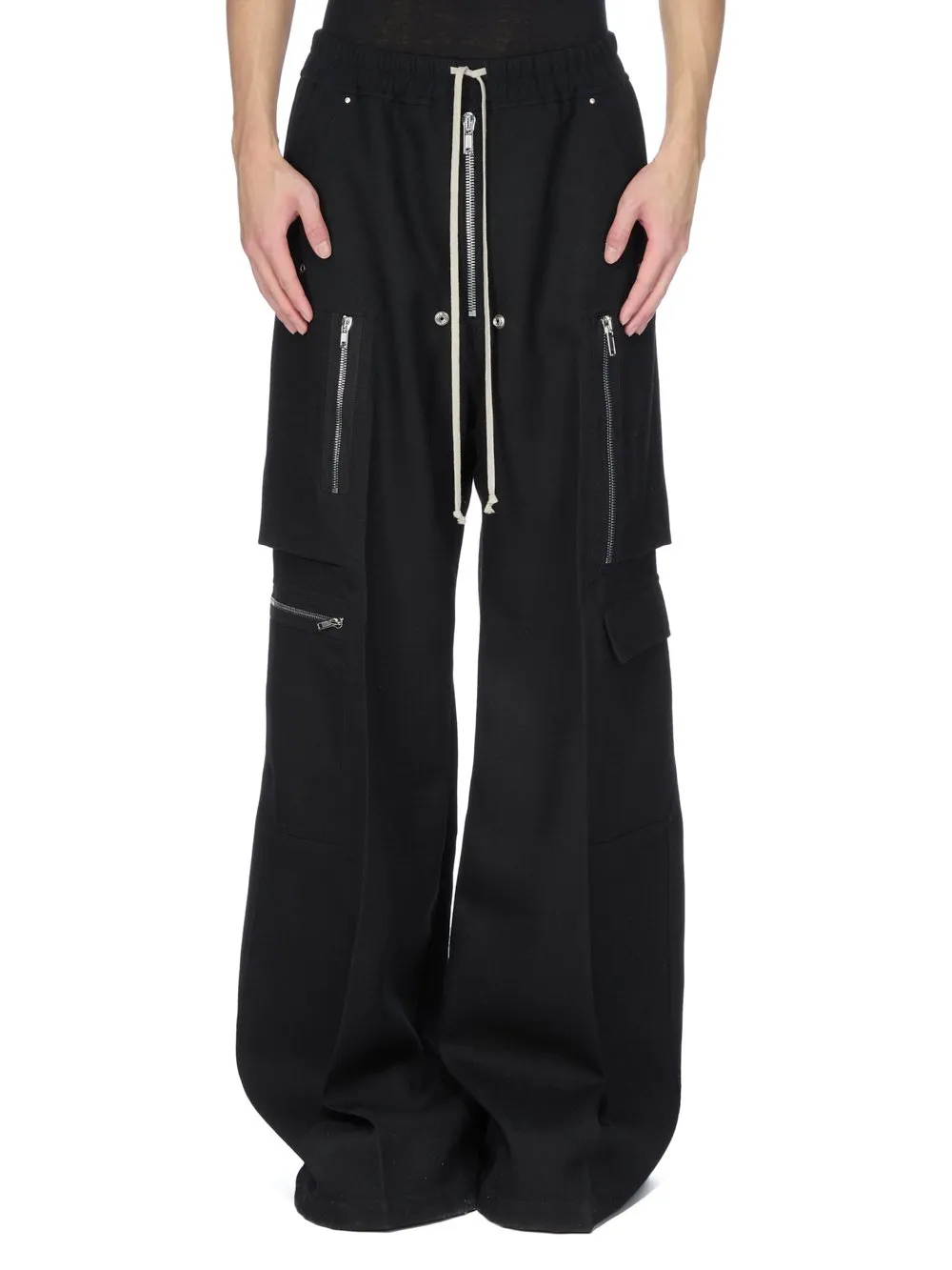 Rick Owens Concordians Cargobelas In Black Wool Drill.