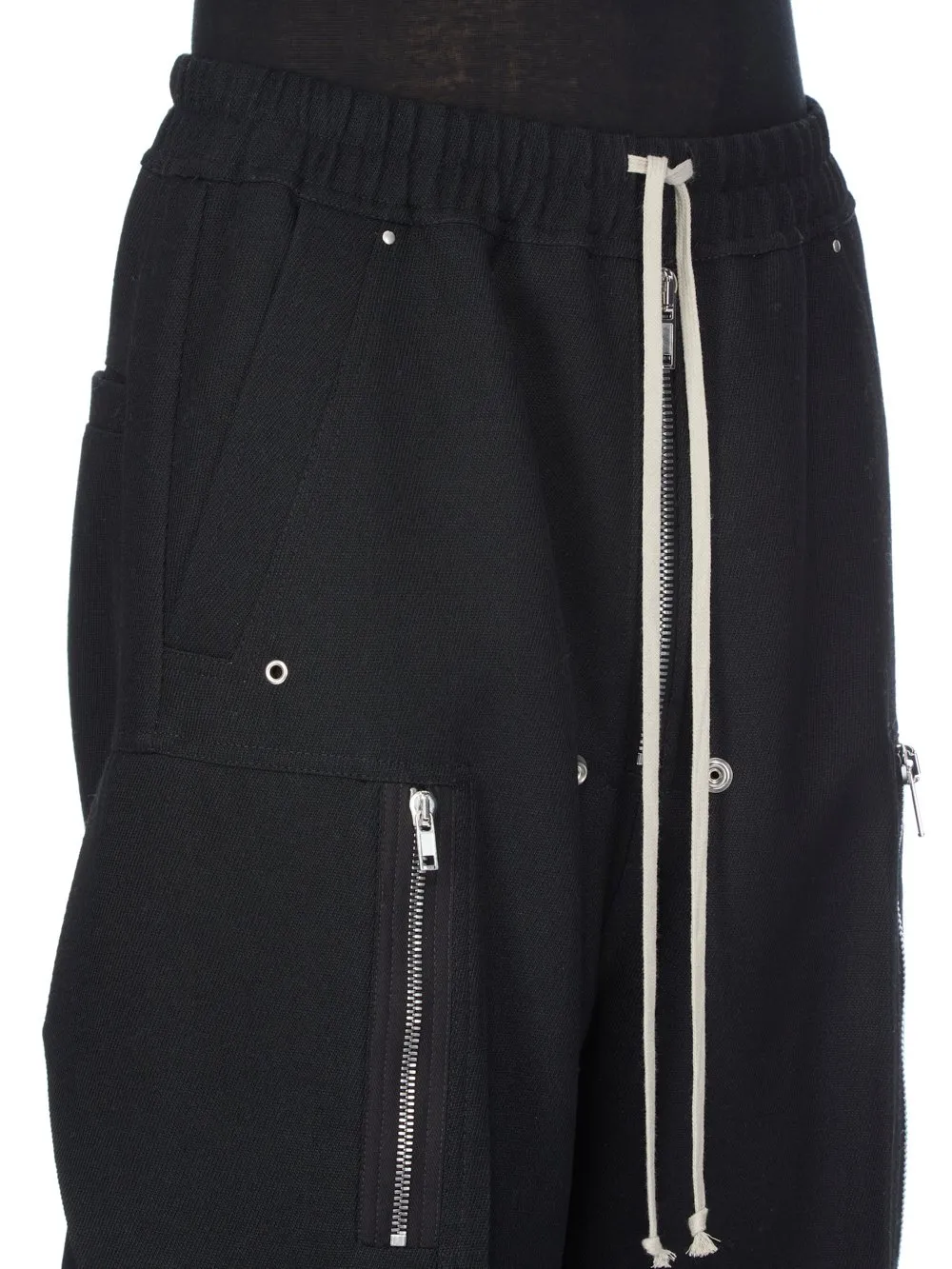 Rick Owens Concordians Cargobelas In Black Wool Drill.