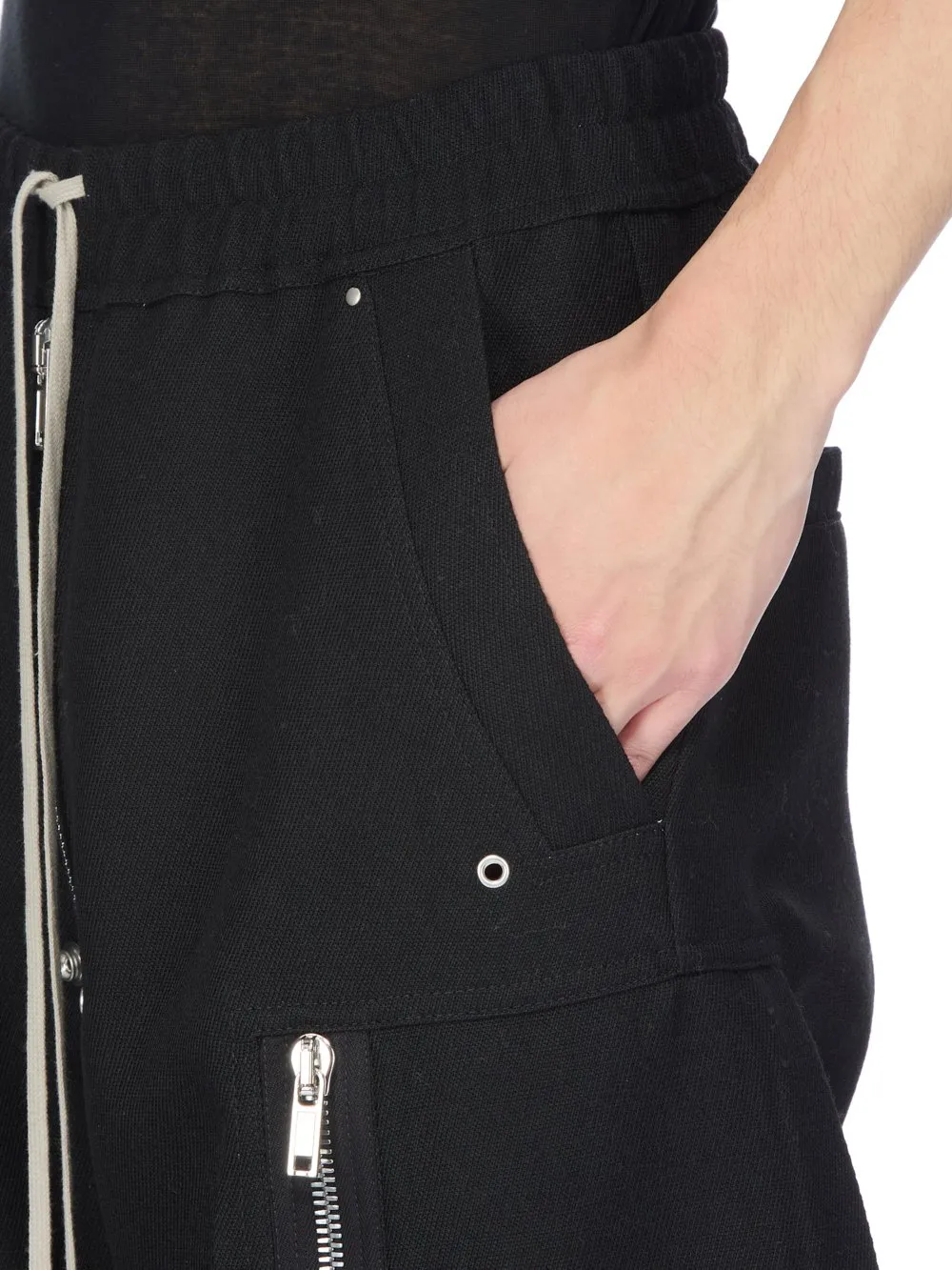 Rick Owens Concordians Cargobelas In Black Wool Drill.