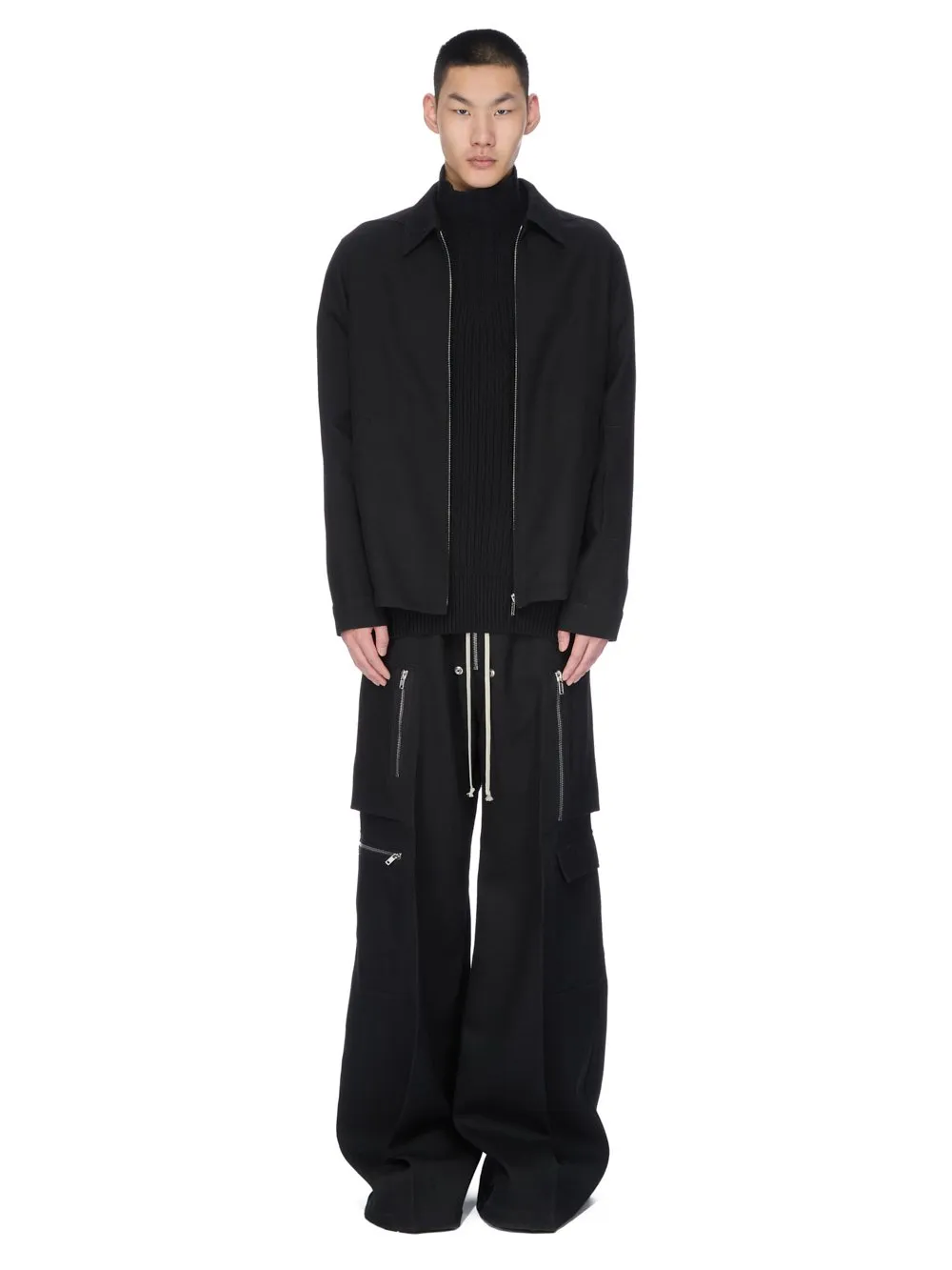 Rick Owens Concordians Cargobelas In Black Wool Drill.