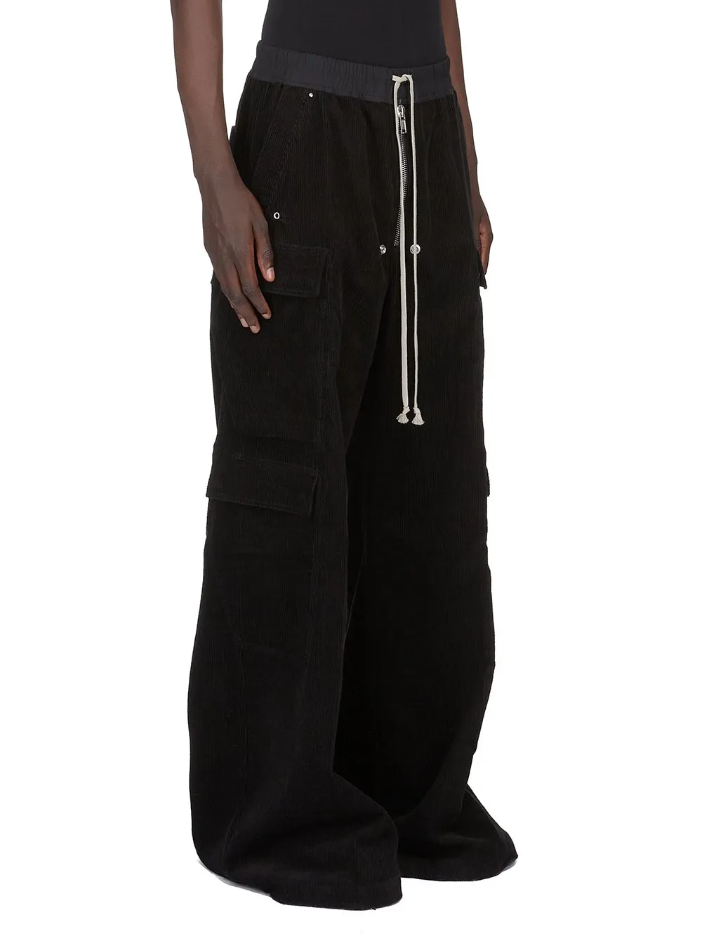 Rick Owens Concordians Cargobelas In Black Linen Corduroy