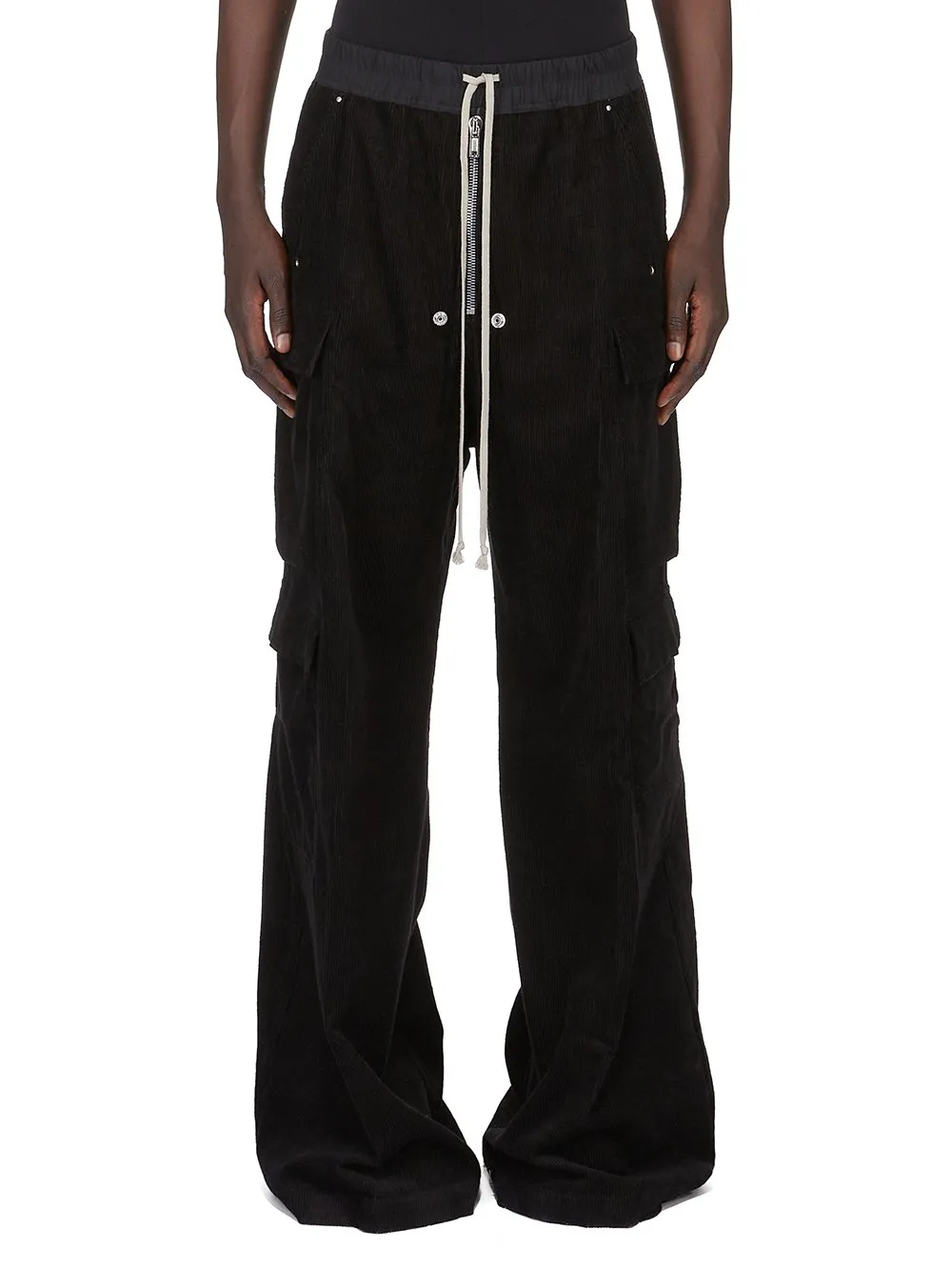 Rick Owens Concordians Cargobelas In Black Linen Corduroy