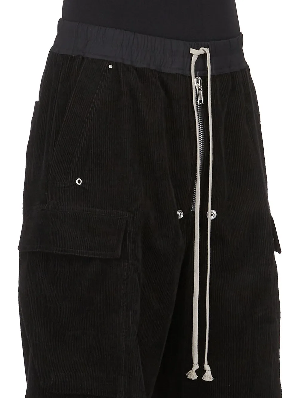 Rick Owens Concordians Cargobelas In Black Linen Corduroy