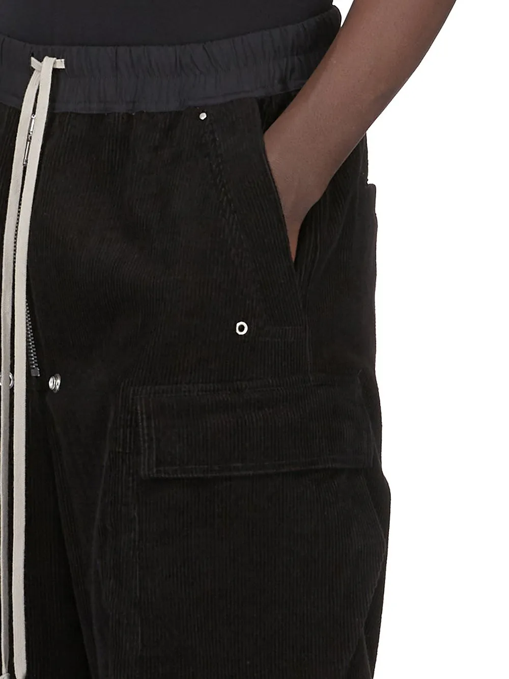 Rick Owens Concordians Cargobelas In Black Linen Corduroy