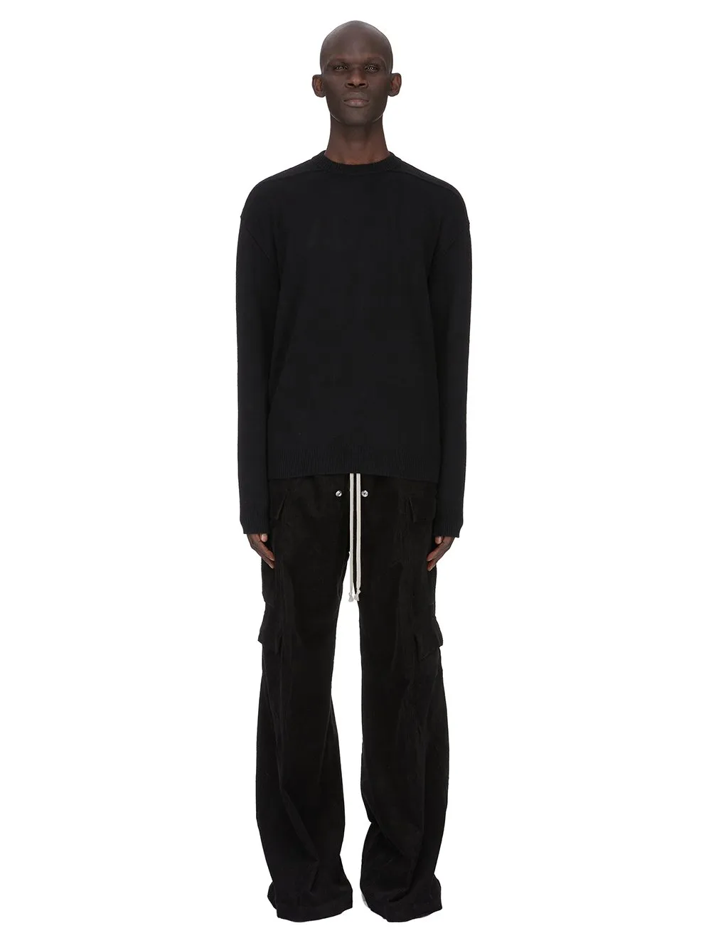 Rick Owens Concordians Cargobelas In Black Linen Corduroy