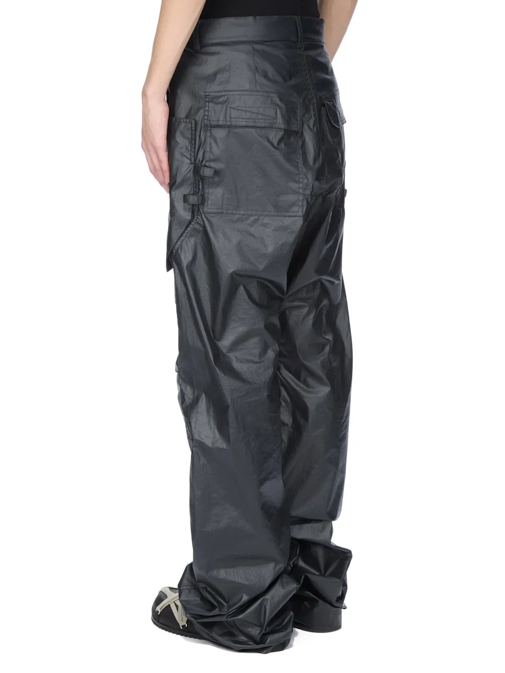 Rick Owens Concordians Stefan Cargo In Black Coated Poplin