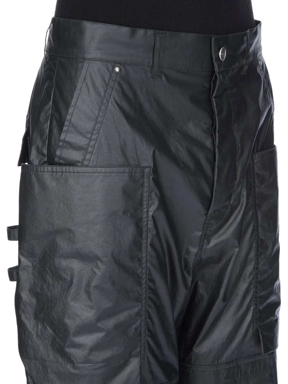Rick Owens Concordians Stefan Cargo In Black Coated Poplin