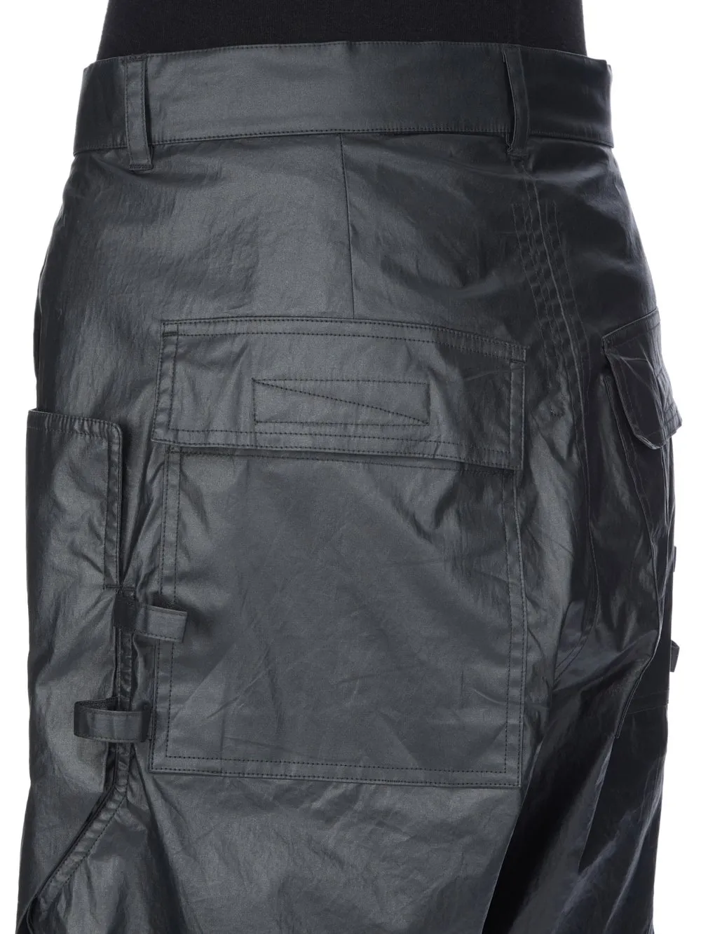 Rick Owens Concordians Stefan Cargo In Black Coated Poplin