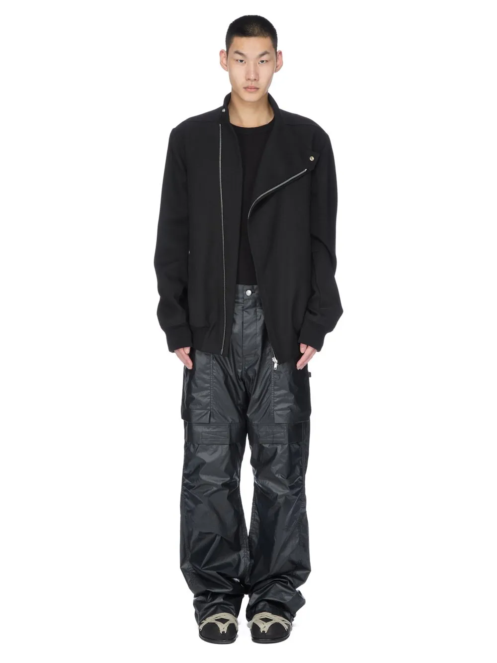 Rick Owens Concordians Stefan Cargo In Black Coated Poplin