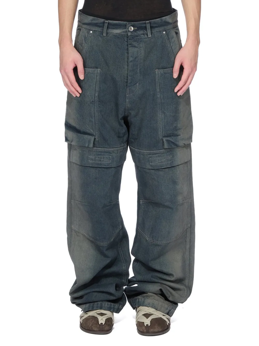 Rick Owens Concordians Stefan Cargo In Black Coated Poplin.