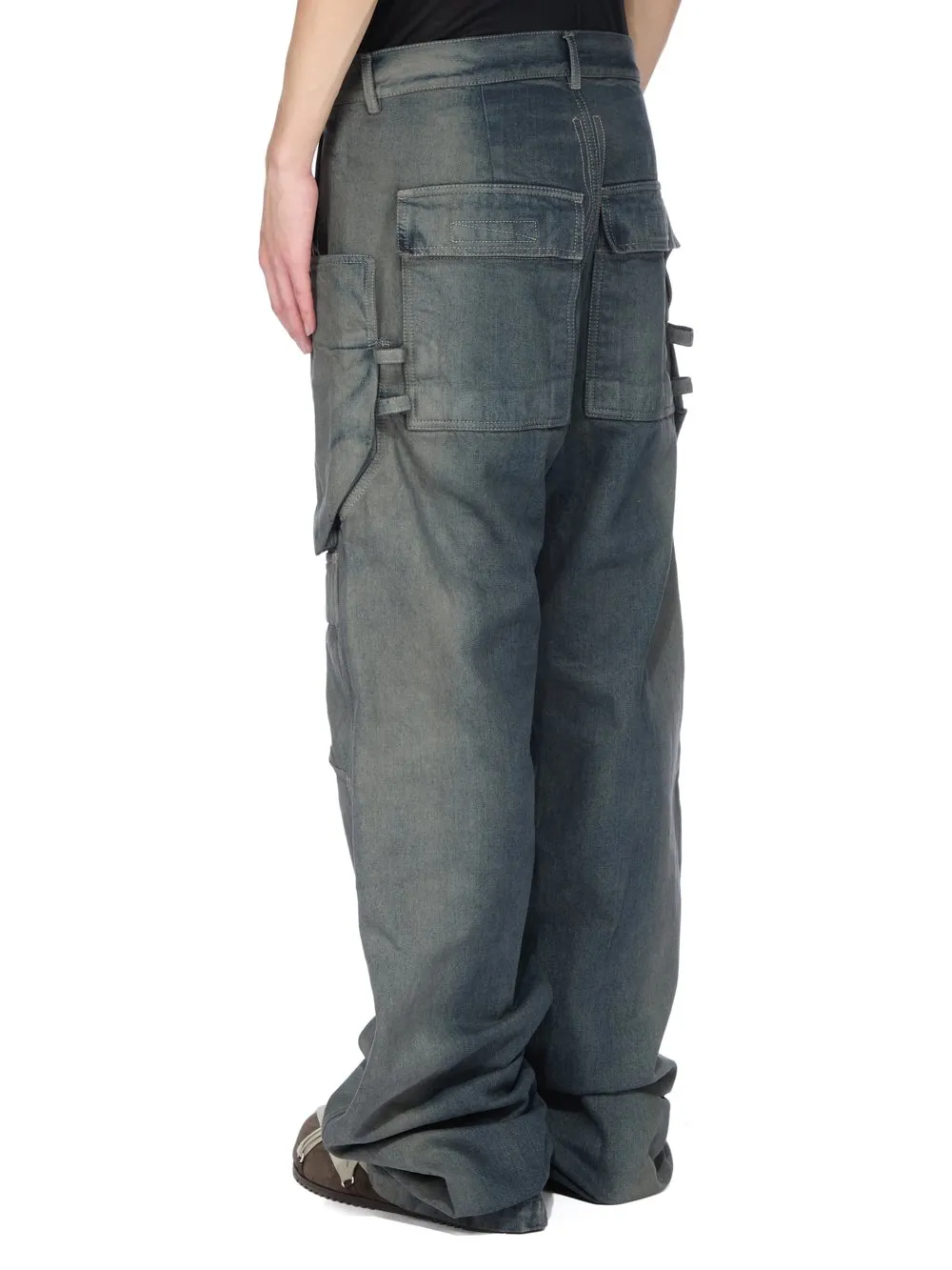 Rick Owens Concordians Stefan Cargo In Black Coated Poplin.