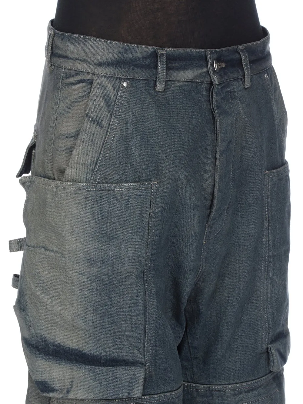 Rick Owens Concordians Stefan Cargo In Black Coated Poplin.