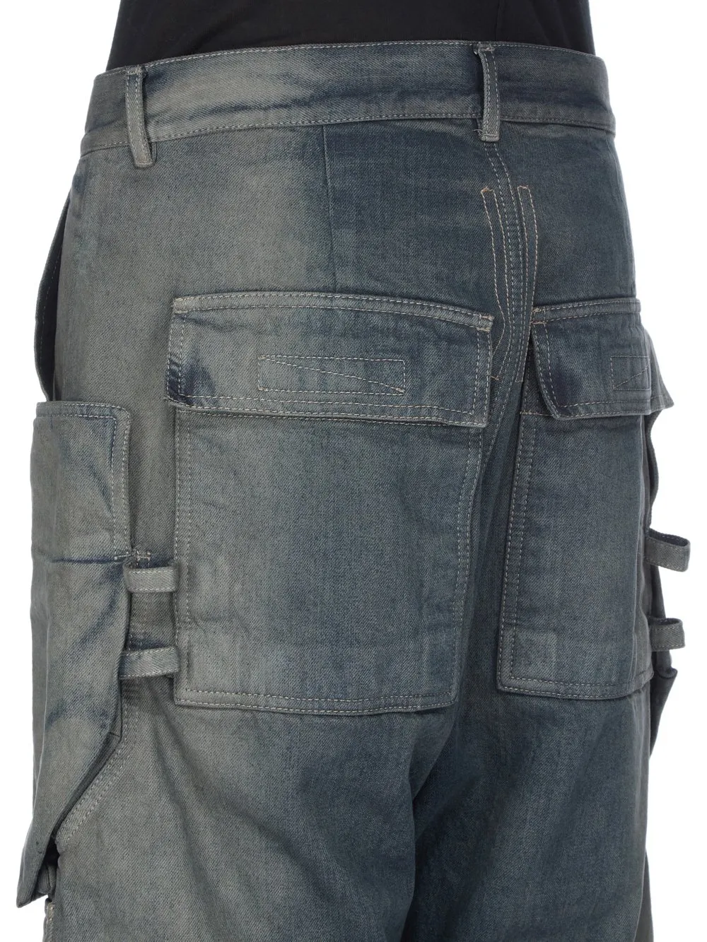 Rick Owens Concordians Stefan Cargo In Black Coated Poplin.