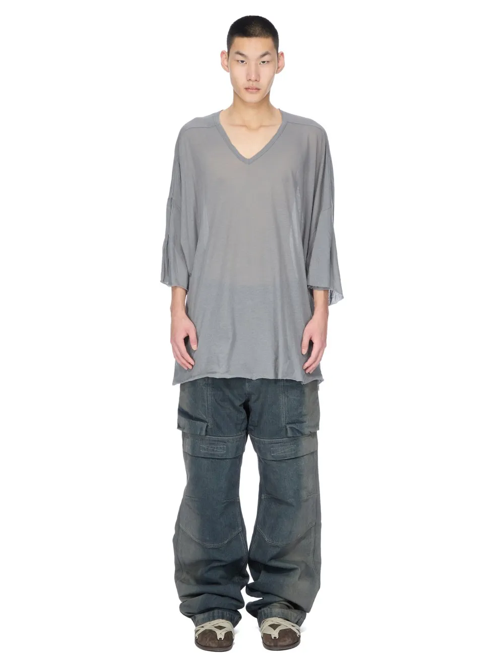 Rick Owens Concordians Stefan Cargo In Black Coated Poplin.