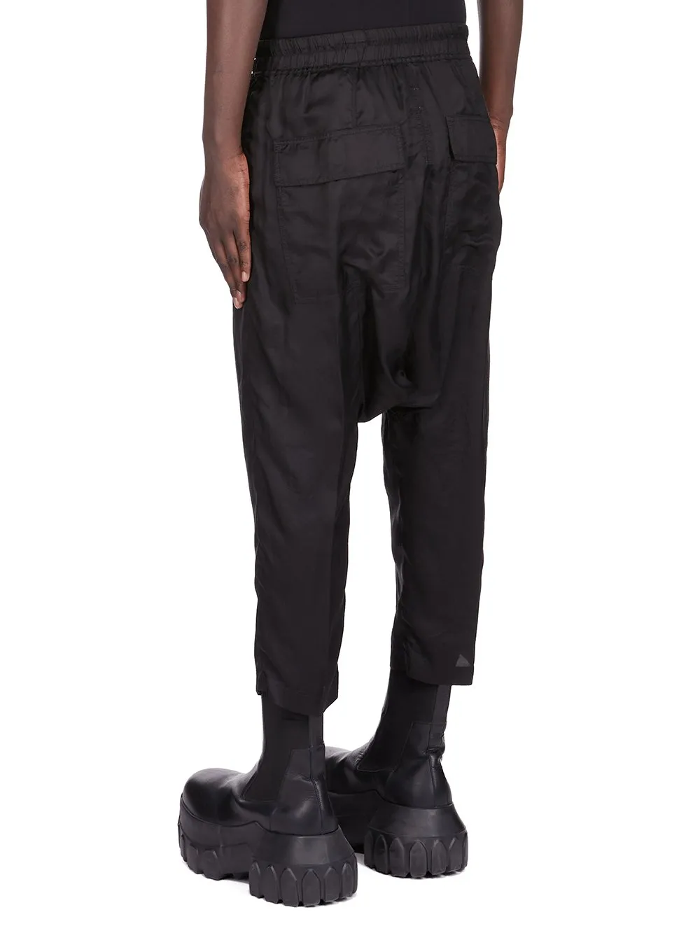 Rick Owens Concordians Drawstring Cropped In Black Cupro Twill
