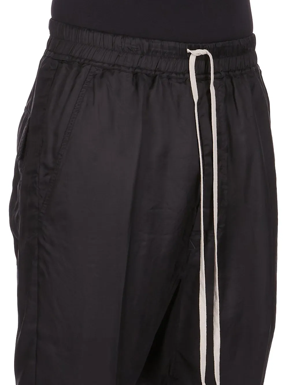 Rick Owens Concordians Drawstring Cropped In Black Cupro Twill