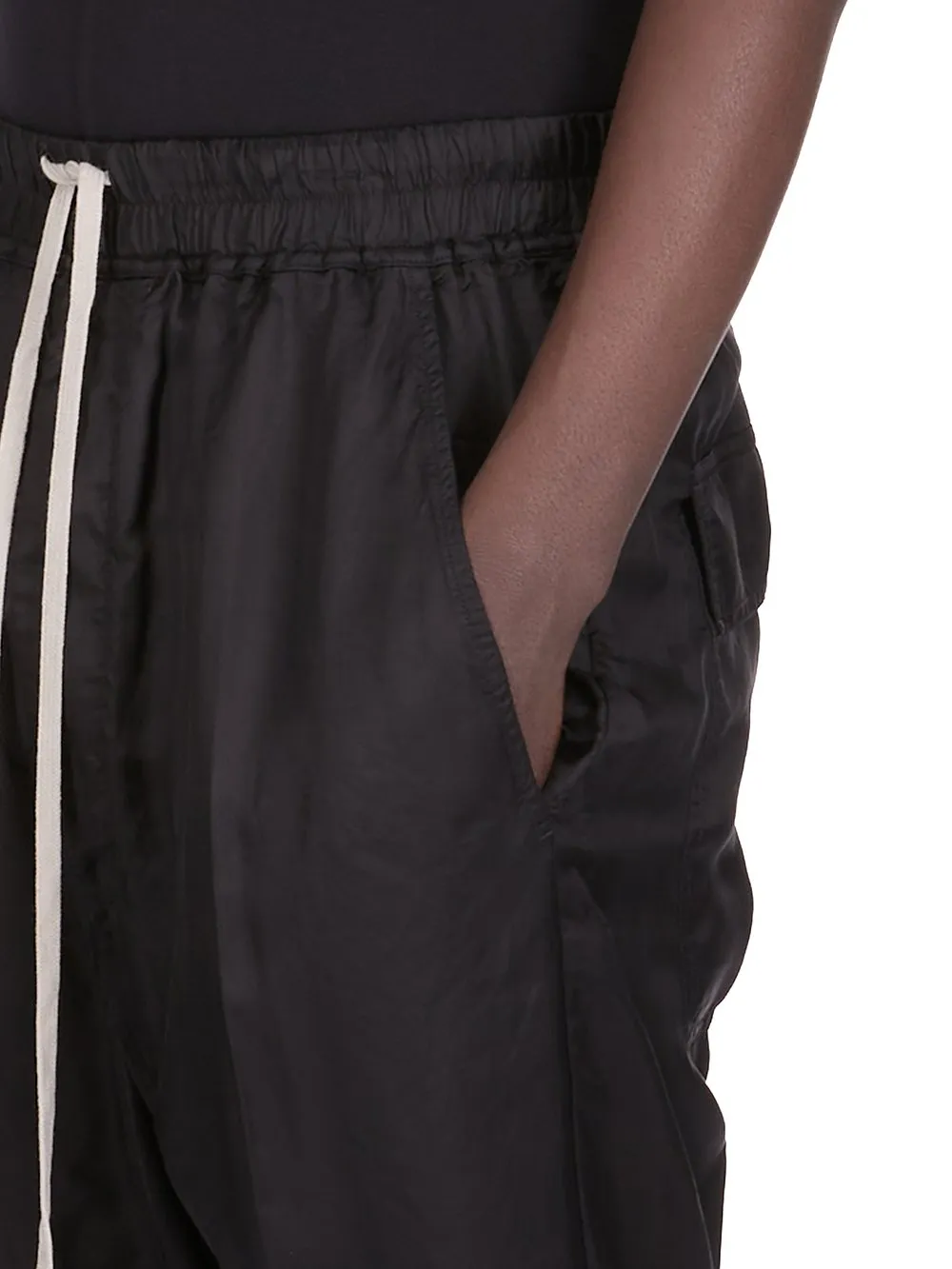 Rick Owens Concordians Drawstring Cropped In Black Cupro Twill