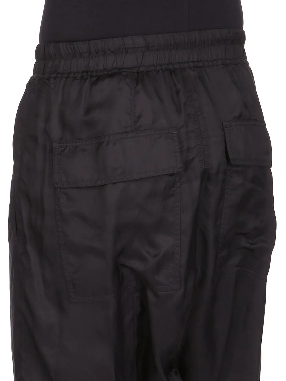 Rick Owens Concordians Drawstring Cropped In Black Cupro Twill