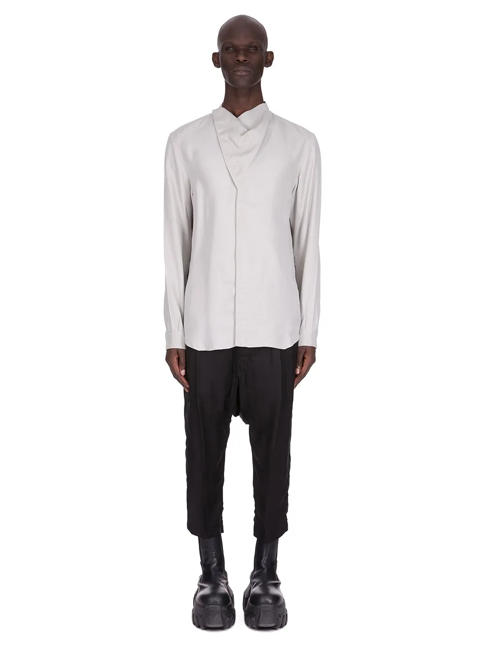 Rick Owens Concordians Drawstring Cropped In Black Cupro Twill