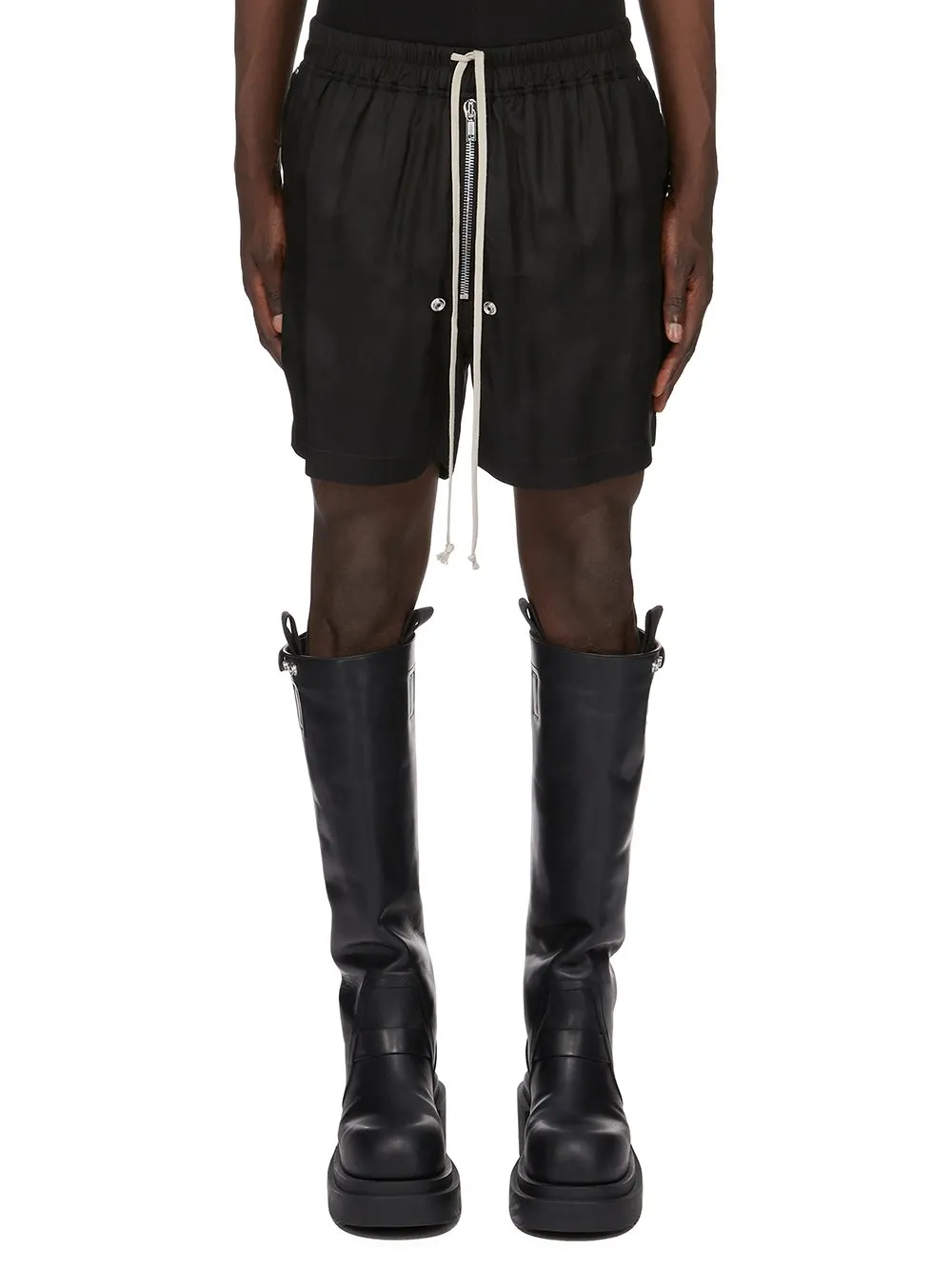 Rick Owens Concordians Bela Boxers In Black Cupro Twill