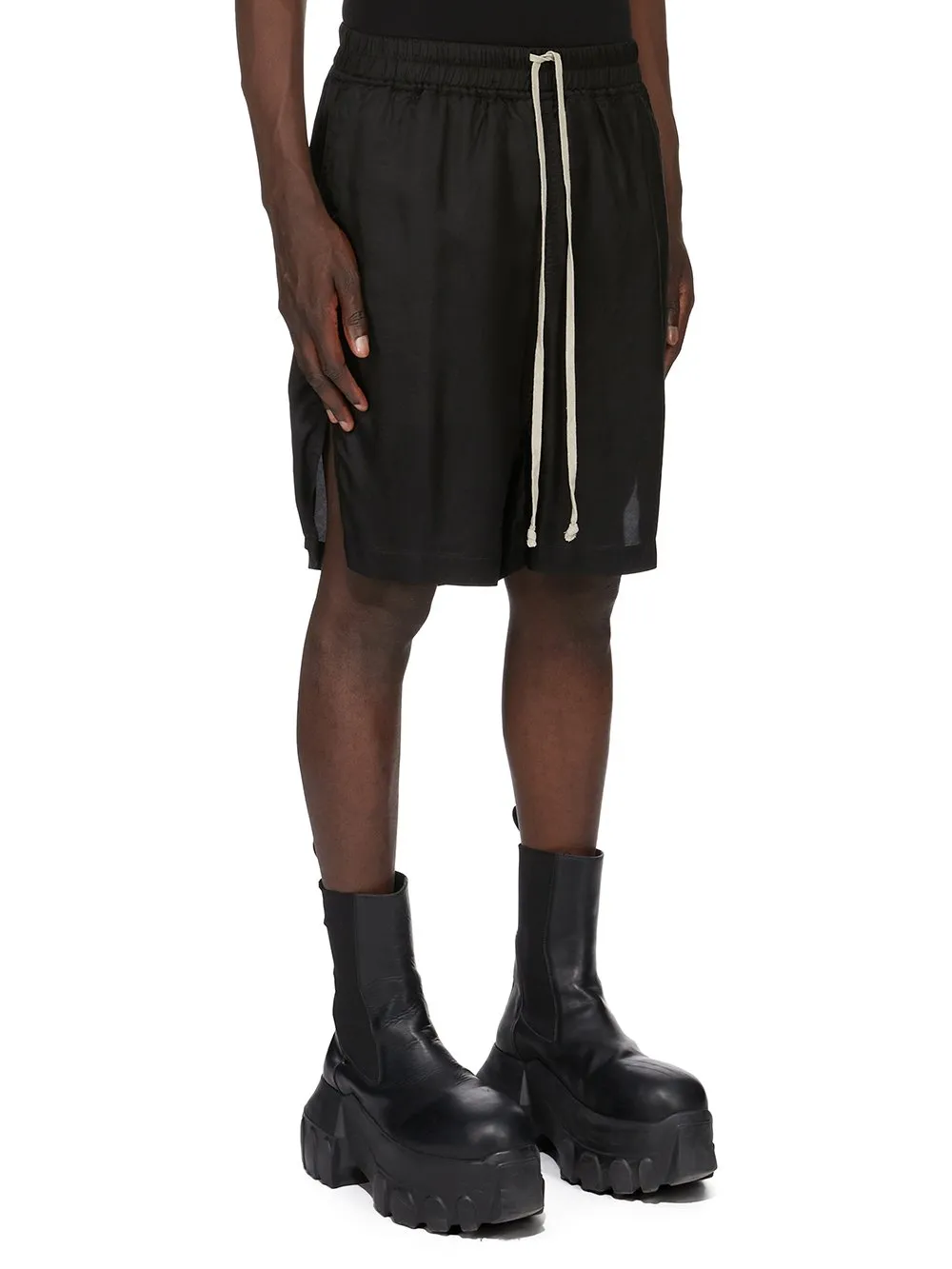 Rick Owens Concordians Boxers In Black Cupro Twill