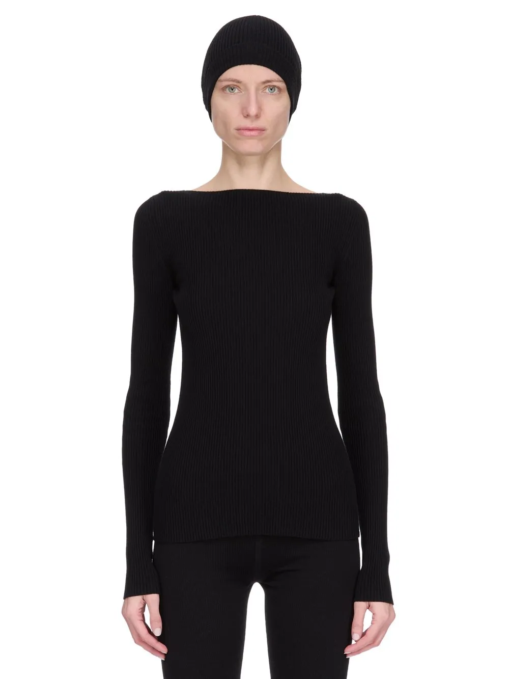 Rick Owens Concordians Ribbed Beanie In Black Ribbed Knit
