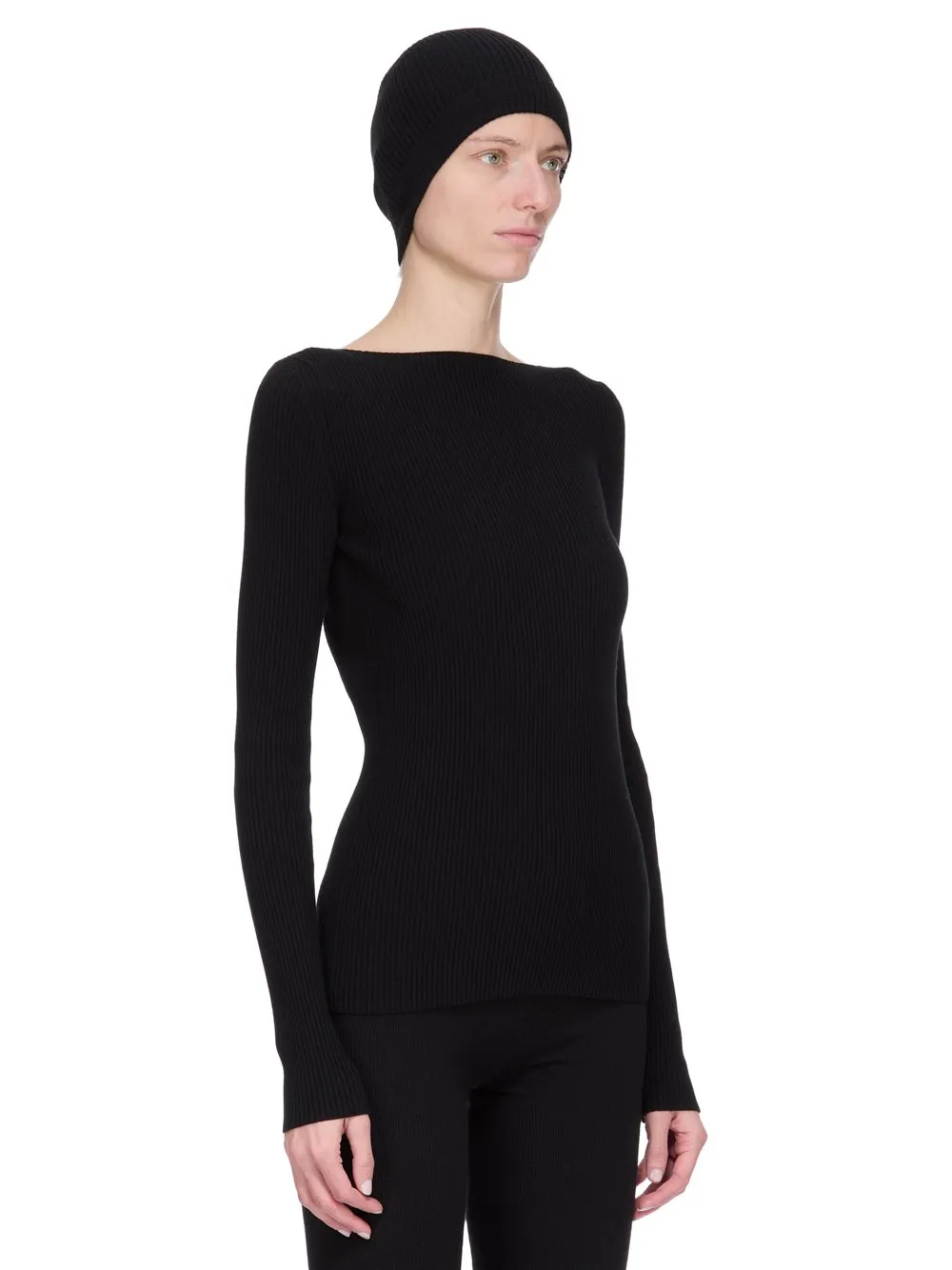 Rick Owens Concordians Ribbed Beanie In Black Ribbed Knit