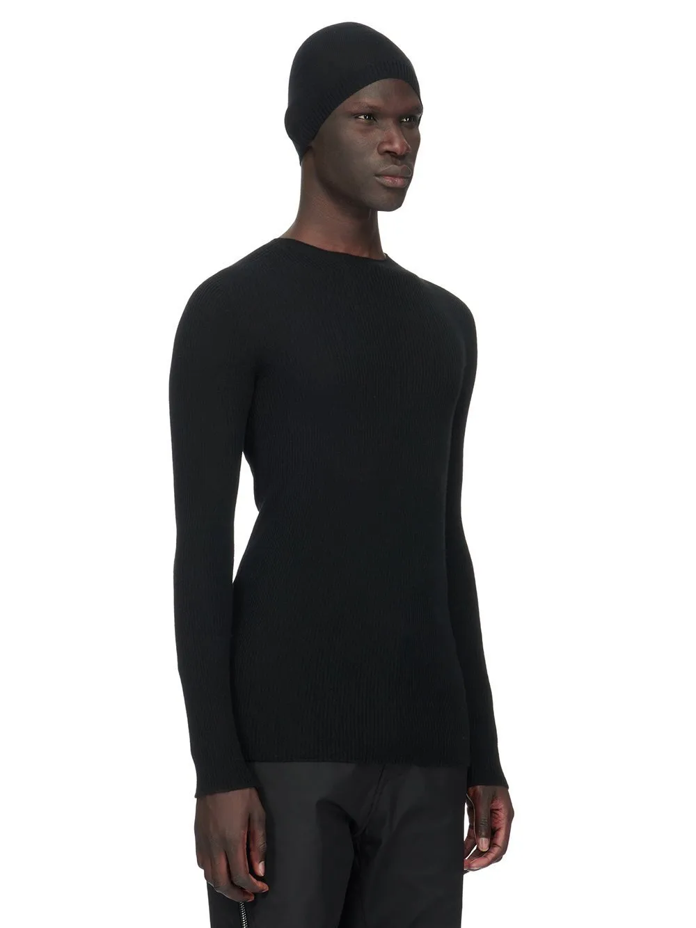 Rick Owens Concordians Ribbed Beanie In Black New Wool