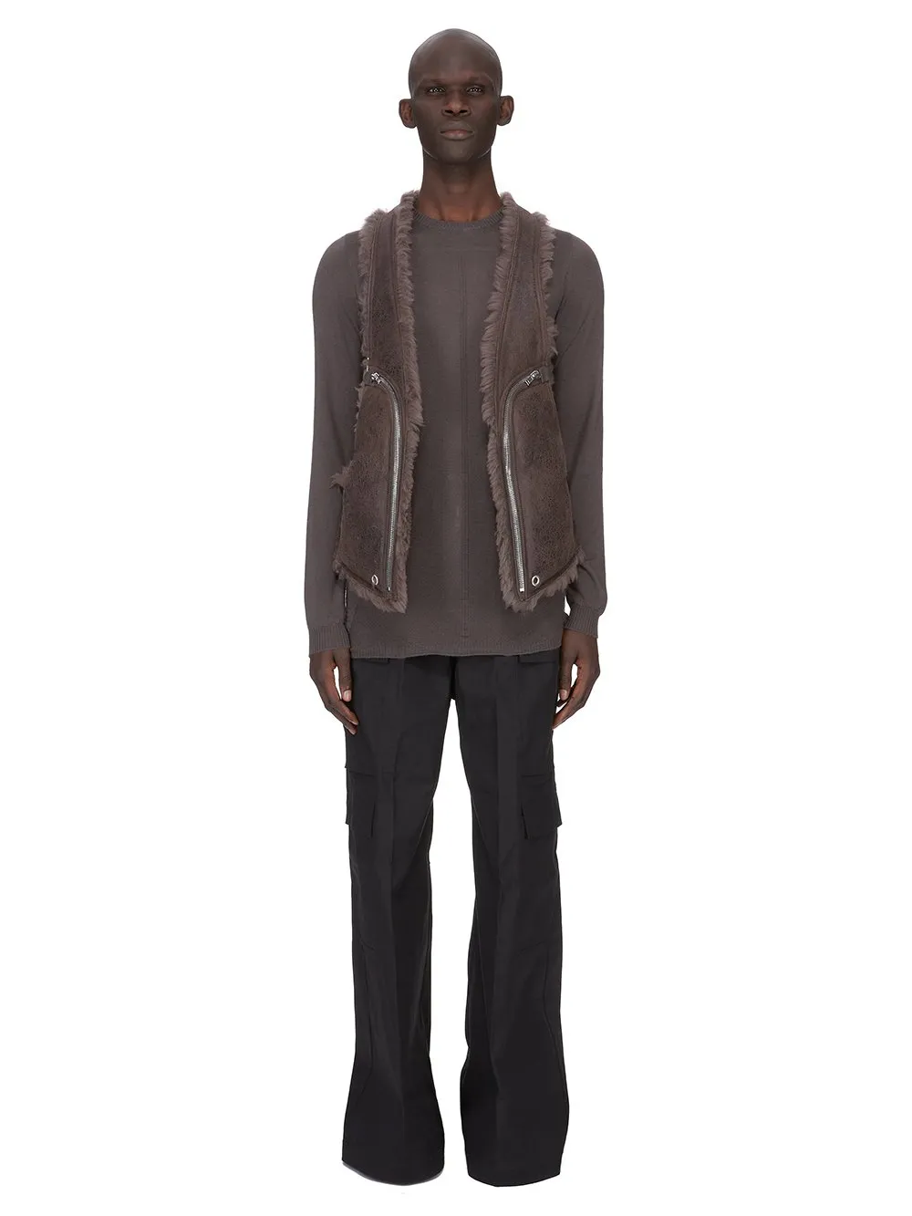 Rick Owens Concordians Biker Level In Darkdust Lightweight Cashmere Knit